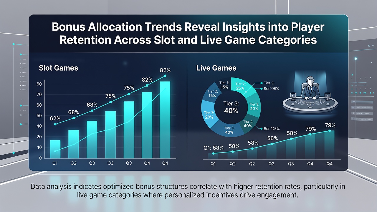 Graph illustrating retention rates for live dealer games versus slots based on bonus type data