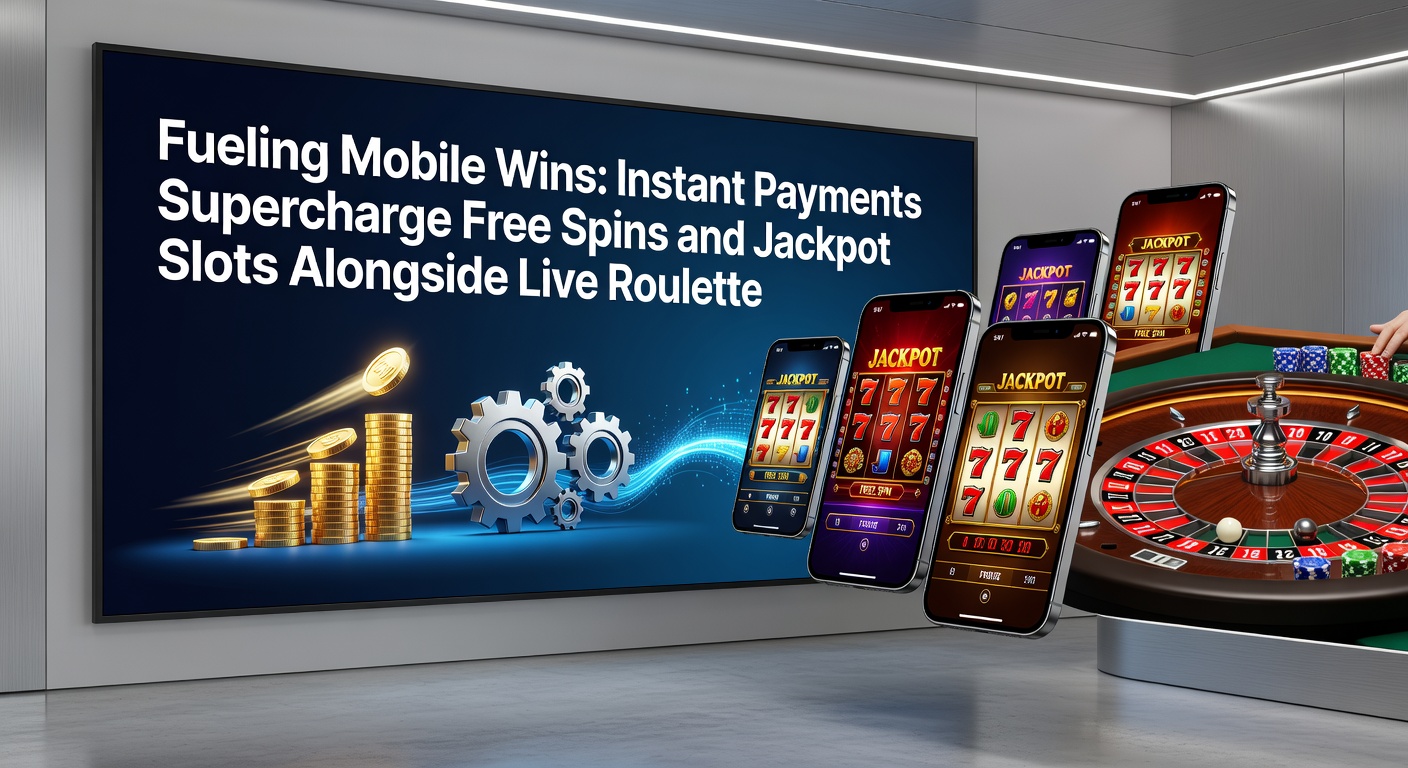 Dynamic image of a progressive jackpot meter climbing rapidly on a mobile slot game, with live roulette wheel spinning in the background and instant payment confirmation popping up