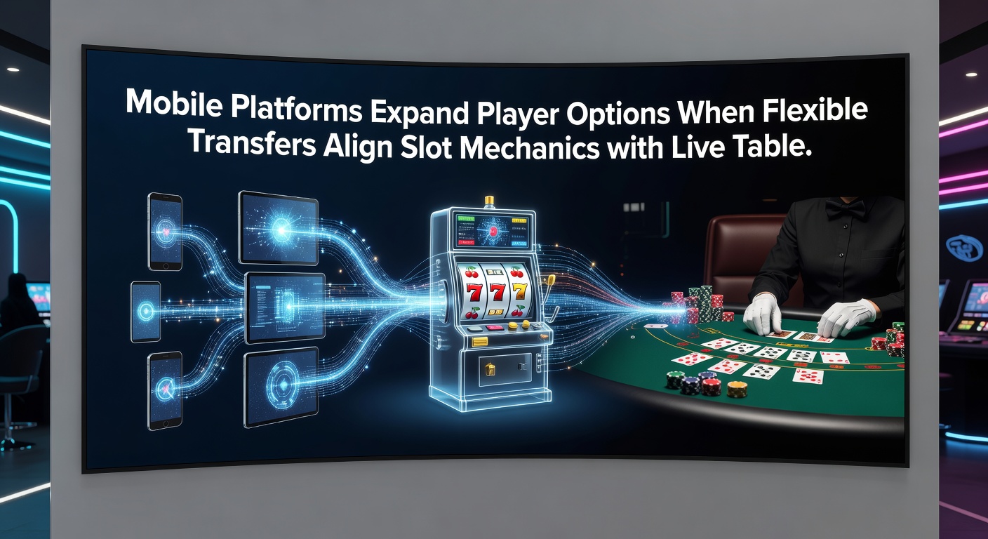 Split screen view of mobile device displaying aligned slot symbols and live blackjack table with transfer confirmation overlay