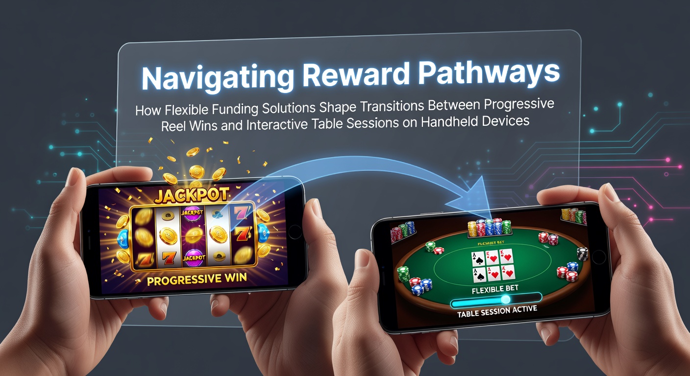 Mobile casino interface showing progressive slot reels transitioning to live table games with flexible payment options highlighted