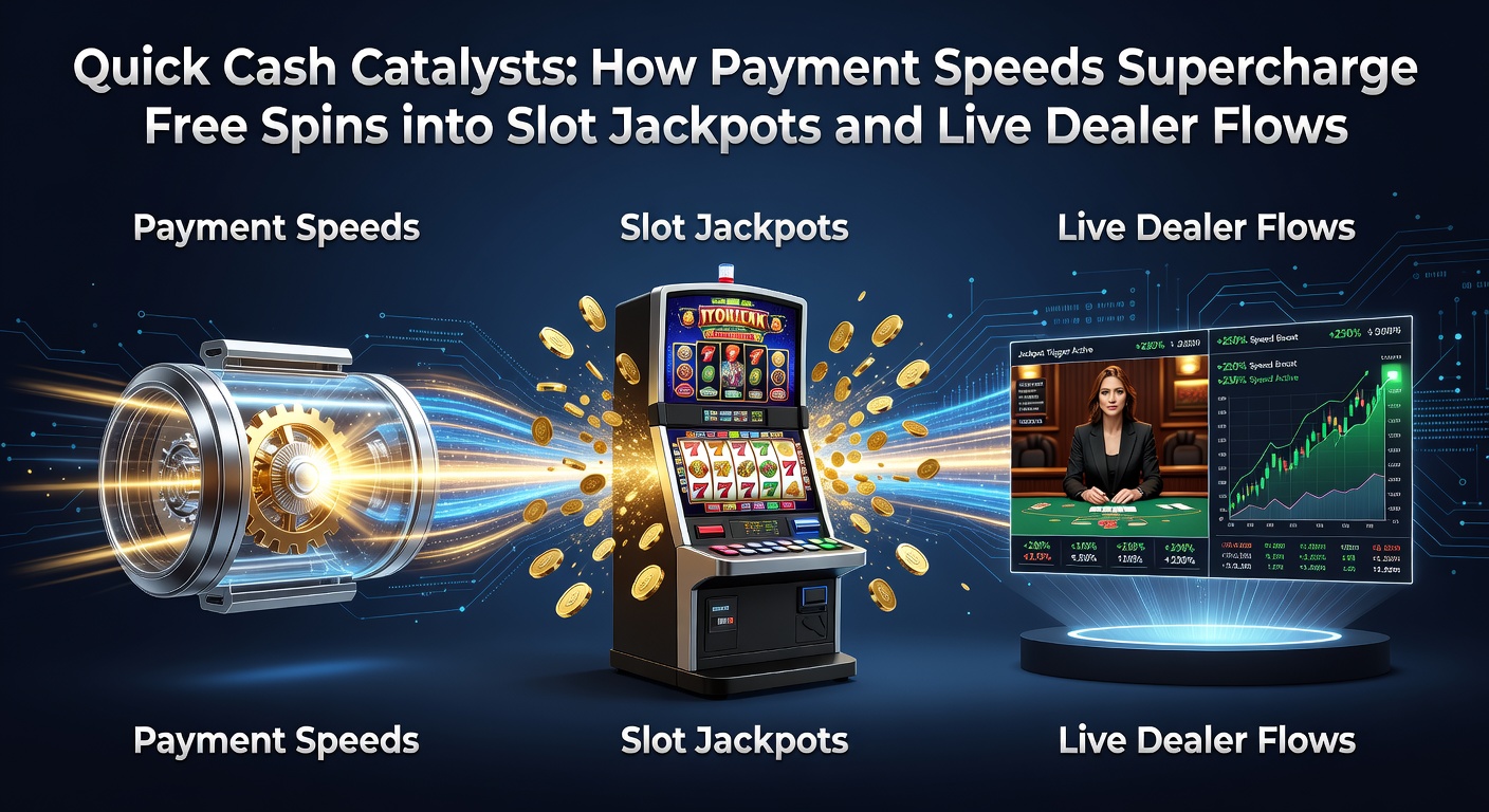 Dynamic graphic showing swift digital payments fueling slot machine spins transitioning to live dealer tables with jackpot explosions in the background