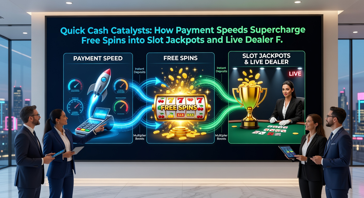 Vibrant scene of a live dealer at a blackjack table with slot jackpot symbols overlayed and payment icons zipping between screens