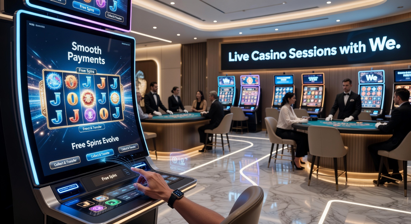 Dynamic split-screen of a mobile device displaying free slot spins transitioning to a live dealer poker table, overlaid with instant deposit icons and bonus explosion graphics
