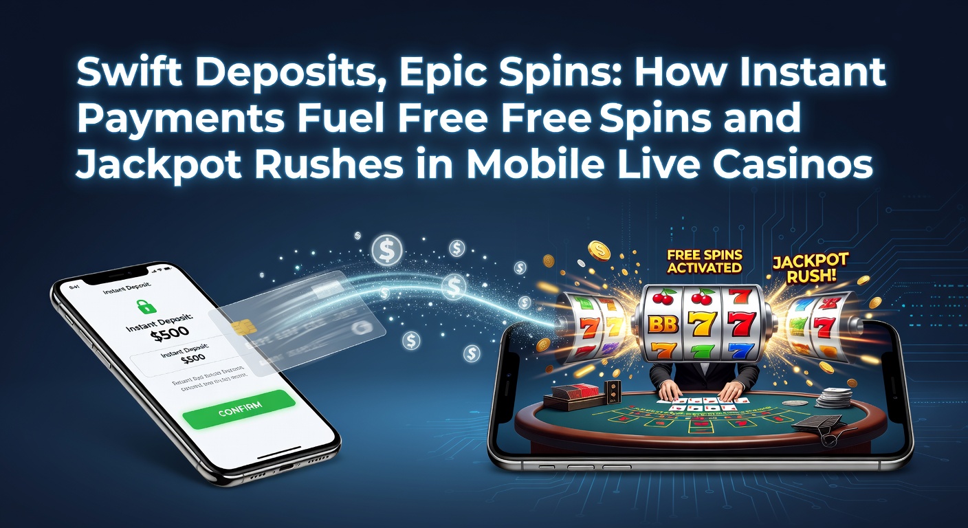 Vibrant mobile screen showing instant deposit confirmation leading to a cascade of free spins in a live casino game