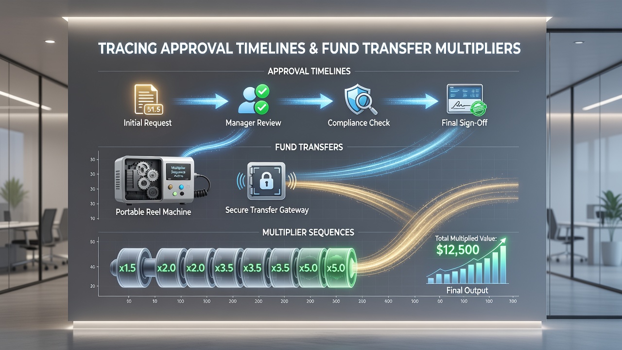 Flowchart of approval timelines linking deposits to multipliers on interactive card tables